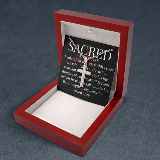 Artisan Cross Necklace with Ball Chain