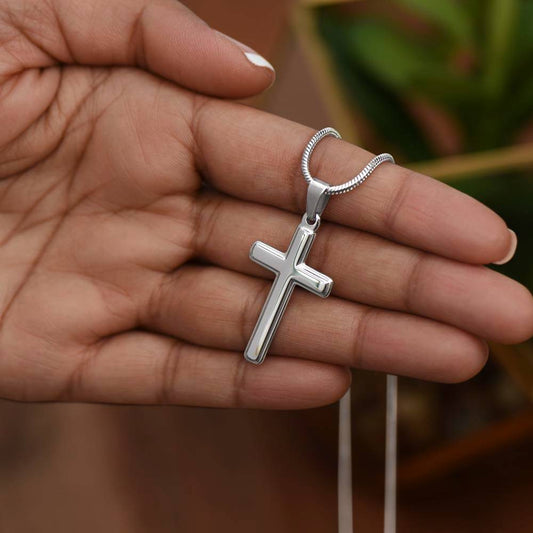 Faith Cross Necklace with Snake Chain – Wear God's Strength Every Day